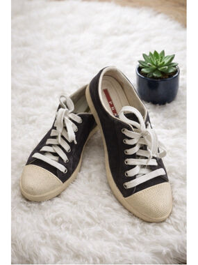 PRADA Authentic Women’s Navy Blue Suede Sneakers Size 6.5 (36.5 EU)
